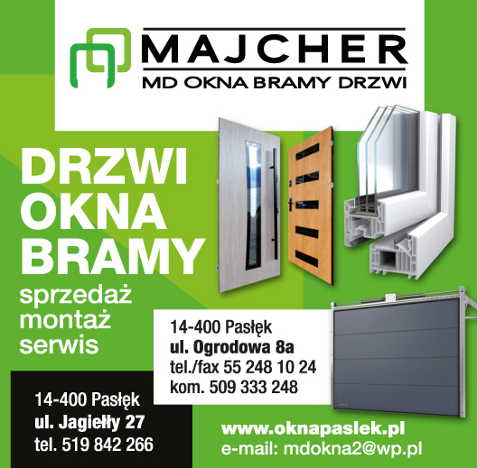 MD OKNA Majcher Pasłęk Drzwi / Okna / Bramy / Sprzedaż - Montaż - Serwis