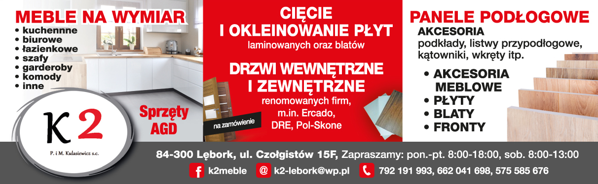 K2 P. Kulasiewicz i M. Kulasiewicz S.C. Lębork Meble Na Wymiar / Panele Podłogowe / Drzwi