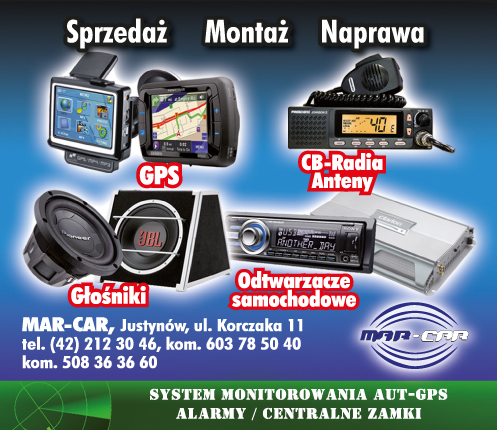 MAR-CAR Justynów GPS / CB-Radia / Anteny / Głośniki / Odtwarzacze Samochodowe / Alarmy