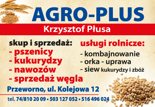 AGRO-PLUS Krzysztof Płusa Przeworno Skup i Sprzedaż Pszenicy / Kukurydzy / Nawozów / Usługi Rolnicze