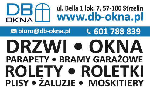F.H.U. DB OKNA Strzelin Drzwi / Okna / Parapety / Bramy Garażowe / Rolety / Plisy / Żaluzje
