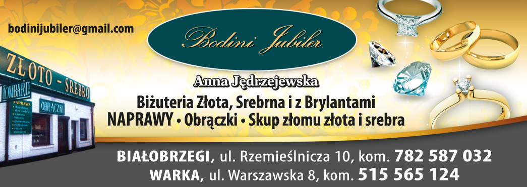 BODINI JUBILER Anna Jędrzejewska Białobrzegi Biżuteria Złota, Srebrna i z Brylantami / Naprawy