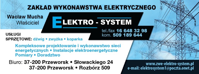 ELEKTRO-SYSTEM ZAKŁAD WYKONAWSTWA ELEKTRYCZNEGO Przeworsk 