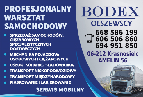 PPHU BODEX OLSZEWSCY Krasnosielc- Sprzedaż samochodów ciężarowych, specjalistycznych i dostawczych