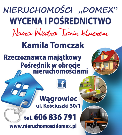 NIERUCHOMOŚCI "DOMEX" Kamila Tomczak Wągrowiec Wycena i Pośrednictwo
