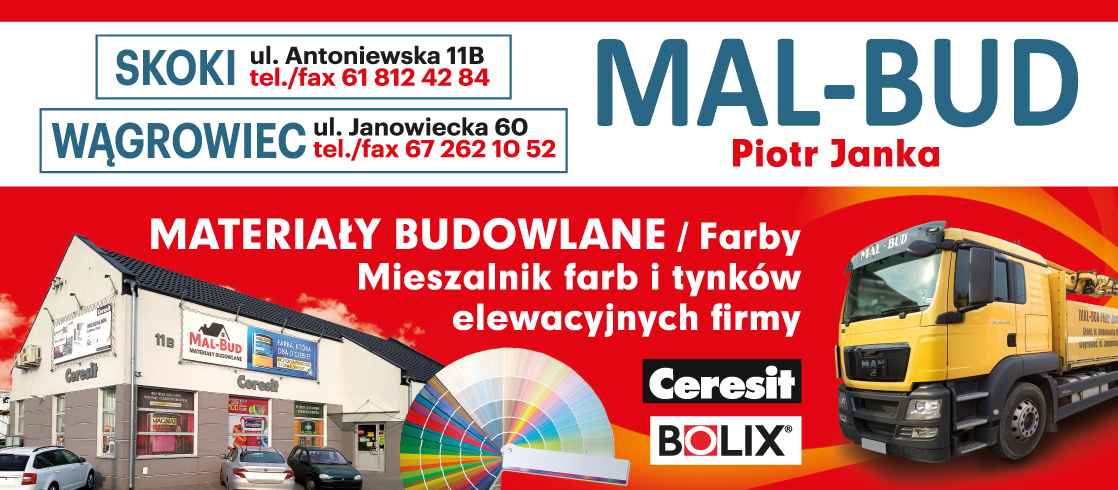 MAL-BUD Piotr Janka Skoki Materiały Budowlane / Farby / Mieszalnik Farb i Tynków Elewacyjnych