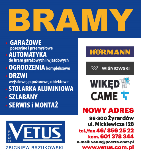 PPUH VETUS Zbigniew Brzukowski Żyrardów Bramy / Automatyka / Ogrodzenia / Drzwi / Szlabany