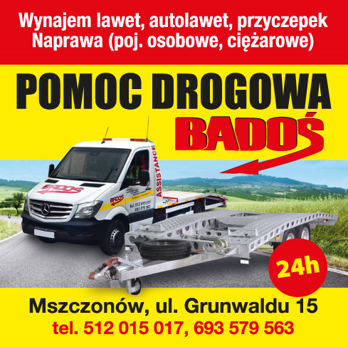 POMOC DROGOWA BADOŚ 24H Mszczonów Wynajem Lawet, Autolawet, Przyczepek / Naprawa Pojazdów
