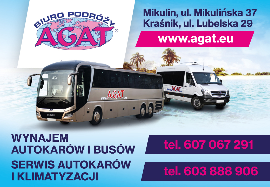 BIURO PODRÓŻY AGAT ® Kraśnik Wynajem Autokarów i Busów / Serwis Autokarów i Klimatyacji