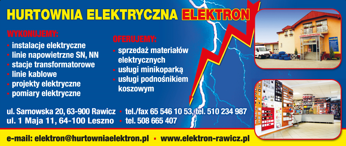 HURTOWNIA ELEKTRYCZNA ELEKTRON Rawicz- Instalacje elektryczne, Sprzedaż materiałów elektrycznych