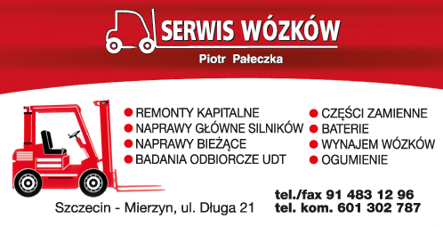 SERWIS WÓZKÓW Piotr Pałeczka Szczecin-Mierzyn Części Zamienne / Baterie / Wynajem Wózków / Ogumienie
