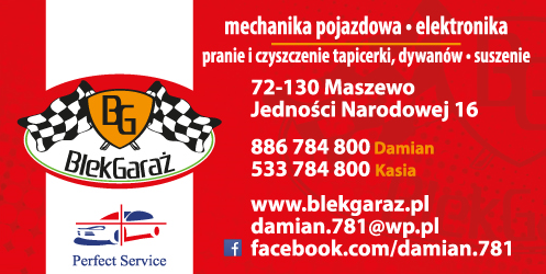 BLEKGARAŻ Damian Kotowski Maszewo Mechanika Pojazdowa / Elektronika / Pranie i Czyszczenie Tapicerki