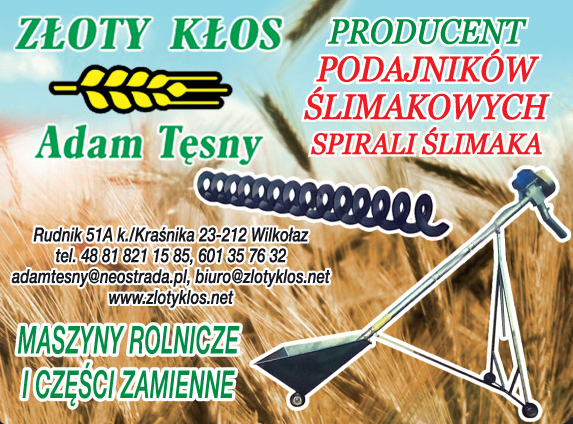 ZŁOTY KŁOS Adam Tęsny MASZYNY ROLNICZE I CZĘŚCI ZAMIENNE Wilkołaz 