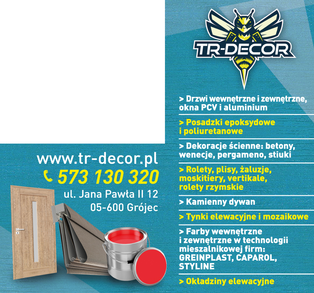 TR-DECOR Grójec Drzwi / Okna / Posadzki / Dekoracje Ścienne / Rolety / Tynki Elewacyjne / Farby
