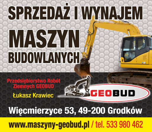 Przedsiębiorstwo Robót Ziemnych GEOBUD Łukasz Krawiec Więcmierzyce Maszyny Budowlane