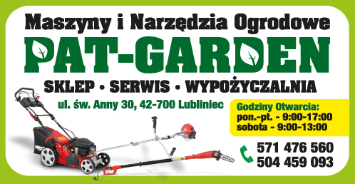PAT-GARDEN Lubliniec Maszyny i Narzędzia Ogrodowe / Sklep / Serwis / Wypożyczalnia