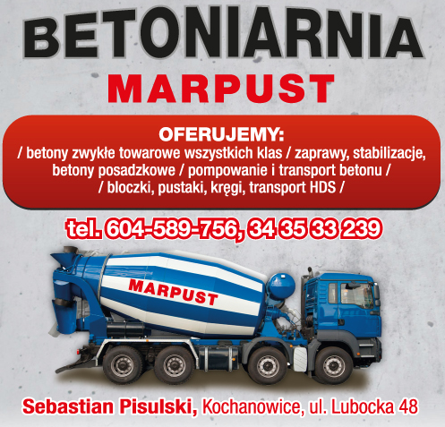 BETONIARNIA MARPUST Sebastian Pisulski Kochanowice Bloczki / Pustaki / Kręgi / Transport HDS