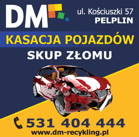 "DM" RECYKLING KASACJA POJAZDÓW SKUP ZŁOMU Pelplin