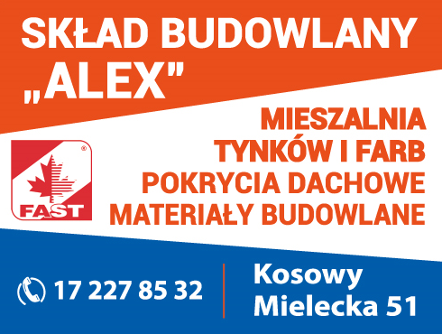 SKŁAD BUDOWLANY "ALEX" Kosowy Mieszalnia Tynków i Farb / Pokrycia Dachowe / Materiały Budowlane