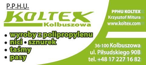P.P.H.U. KOLTEX Krzysztof Mitura Kolbuszowa Wyroby z Polipropylenu / Nici / Sznurek / Taśmy / Pasy