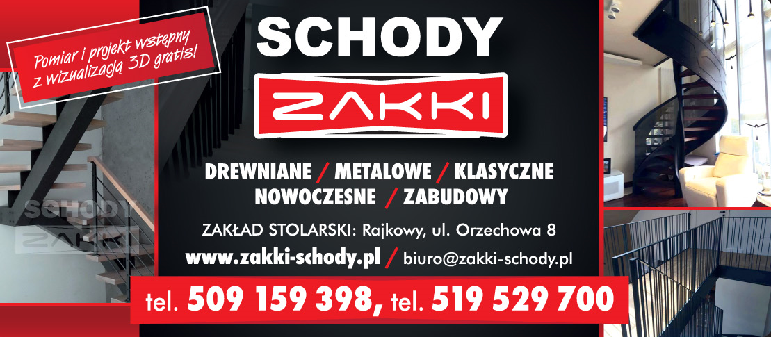 ZAKKI SCHODY - DREWNIANE - METALOWE - KLASYCZNE - NOWOCZESNE Rajkowy