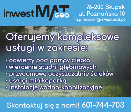 INWESTMAT GEO Słupsk Odwierty Pod Pompy Ciepła / Wiercenie Studni Głębinowych / Usługi Minikoparką