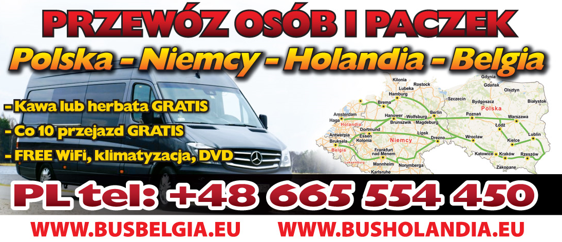 BUS BELGIA I HOLANDIA PRZEWÓZ OSÓB I PACZEK Potok Wielki 