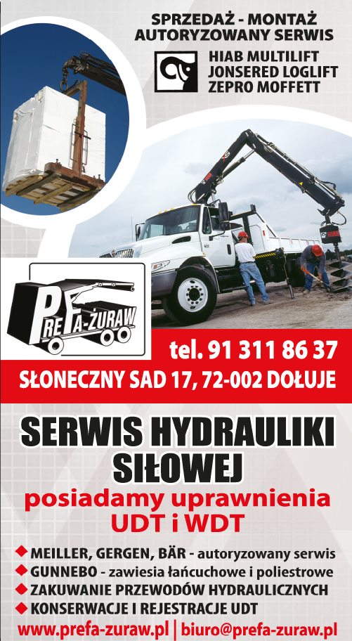 PREFA-ŻURAW STRZELEC Sp.J. Dołuje Serwis Hydrauliki Siłowej / Sprzedaż- Montaż- Autoryzowany Serwis