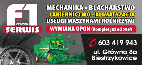 F1 SERWIS Paweł Baj Biestrzykowice Mechanika / Blacharstwo / Lakiernictwo / Klimatyzacja