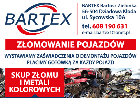 BARTEX Bartosz Zielonka Dziadowa Kłoda Złomowanie Pojazdów / Skup Złomu i Metali Kolorowych
