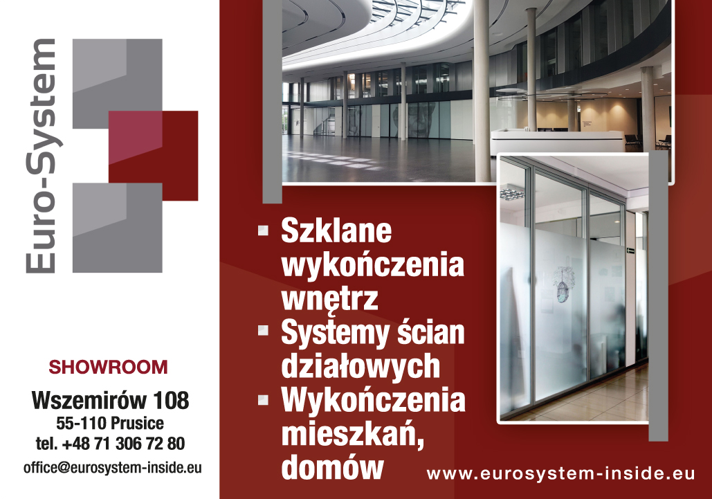EURO - SYSTEM Marcin Gasztyk Sp. z o.o Prusice Szklane Wykończenia Wnętrz / Systemy Ścian Działowych