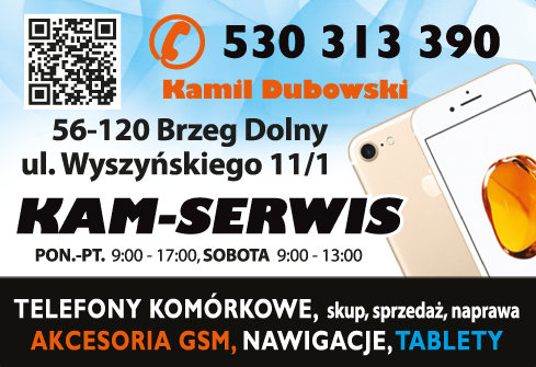 KAM-SERWIS Kamil Dubowski Brzeg Dolny Telefony Komórkowe / Akcesoria Gsm / Nawigacje / Tablety 