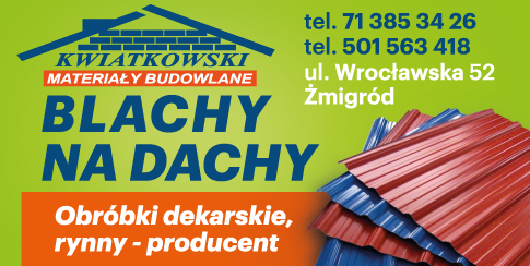METERIAŁY BUDOWLANE KWIATKOWSKI Żmigród Obróbki Dekarskie / Rynny 