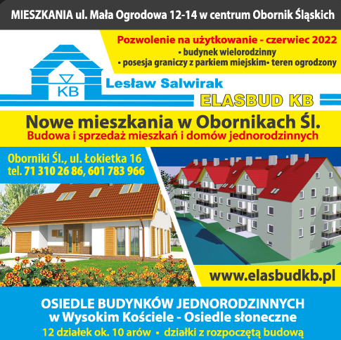ELASBUD K.B. Lesław Salwirak Oborniki Śląskie Nowe Mieszkania w Obornikach Śląskich 
