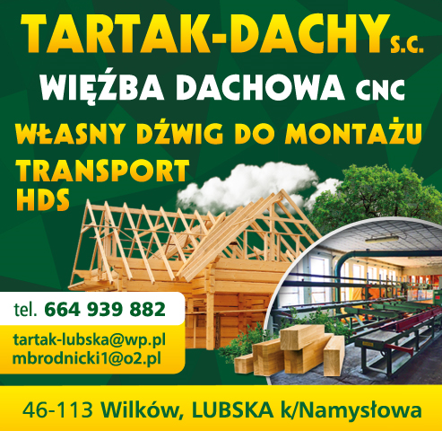 TARTAK-DACHY s.c. Lubska Więźba Dachowa / CNC / Własny Dźwig Do Montażu / Transport HDS