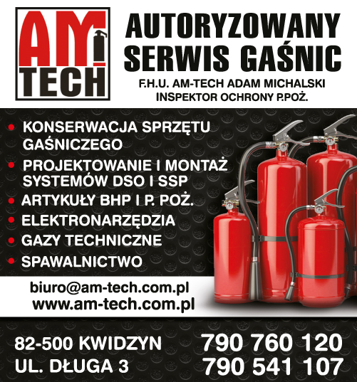 F.H.U. AM-TECH Adam Michalski Kwidzyn Autoryzowany Serwis Gaśnic / Artykuły BHP i P. POŻ.