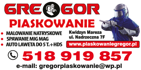 GREGOR PIASKOWANIE Kwidzyn Malowanie Natryskowe / Spawanie Mig Mag / Auto Laweta Do 5T. + HDS