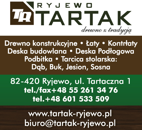 TARTAK RYJEWO Drewno Konstrukcyjne / Łaty / Kontrłaty / Deska Budowlana / Deska Podłogowa / Podbitka