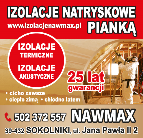 NAWMAX Sokolniki Izolacje Natryskowe Pianką / Izolacje Termiczne / Izolacje Akustyczne
