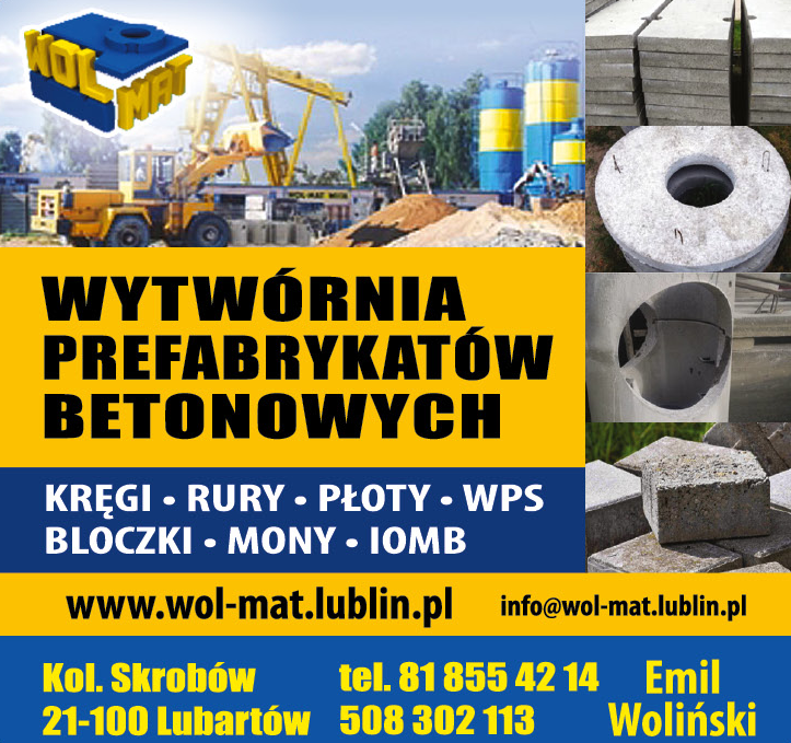 PPHU WOL-MAT Kolonia Skrobów Wytwórnia Prefabrykatów Betonowych