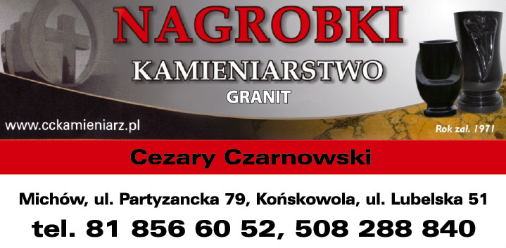ZAKŁAD KAMIENIARSKI Cezary Czarnowski Michów Nagrobki / Kamieniarstwo / Granit 