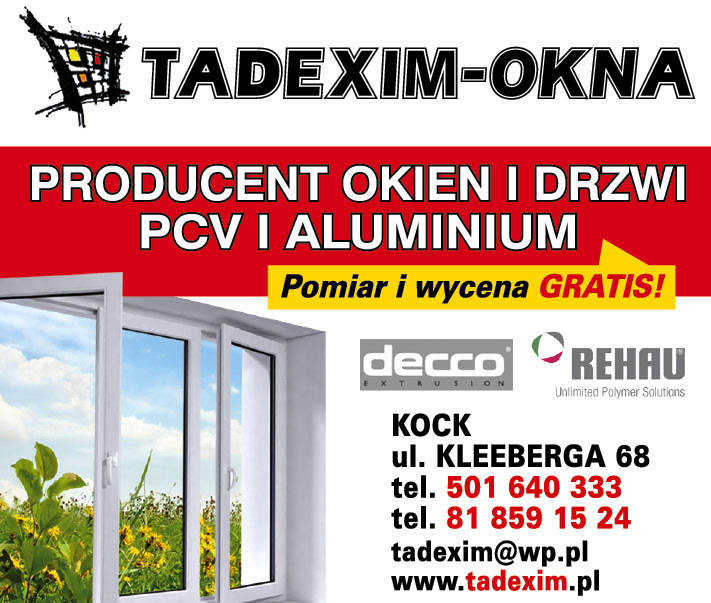 TADEXIM Kock Producent Okien i Drzwi / Pcv i Aluminium / Pomiar i Wycena Gratis 