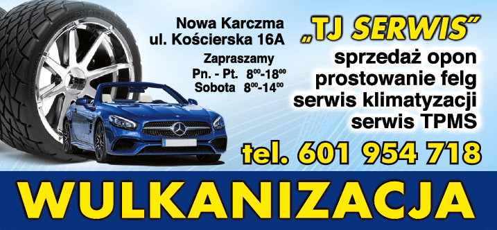 TJ SERWIS Nowa Karczma Wulkanizacja / Sprzedaż Opon / Prostowanie Felg / Serwis Klimatyzacji