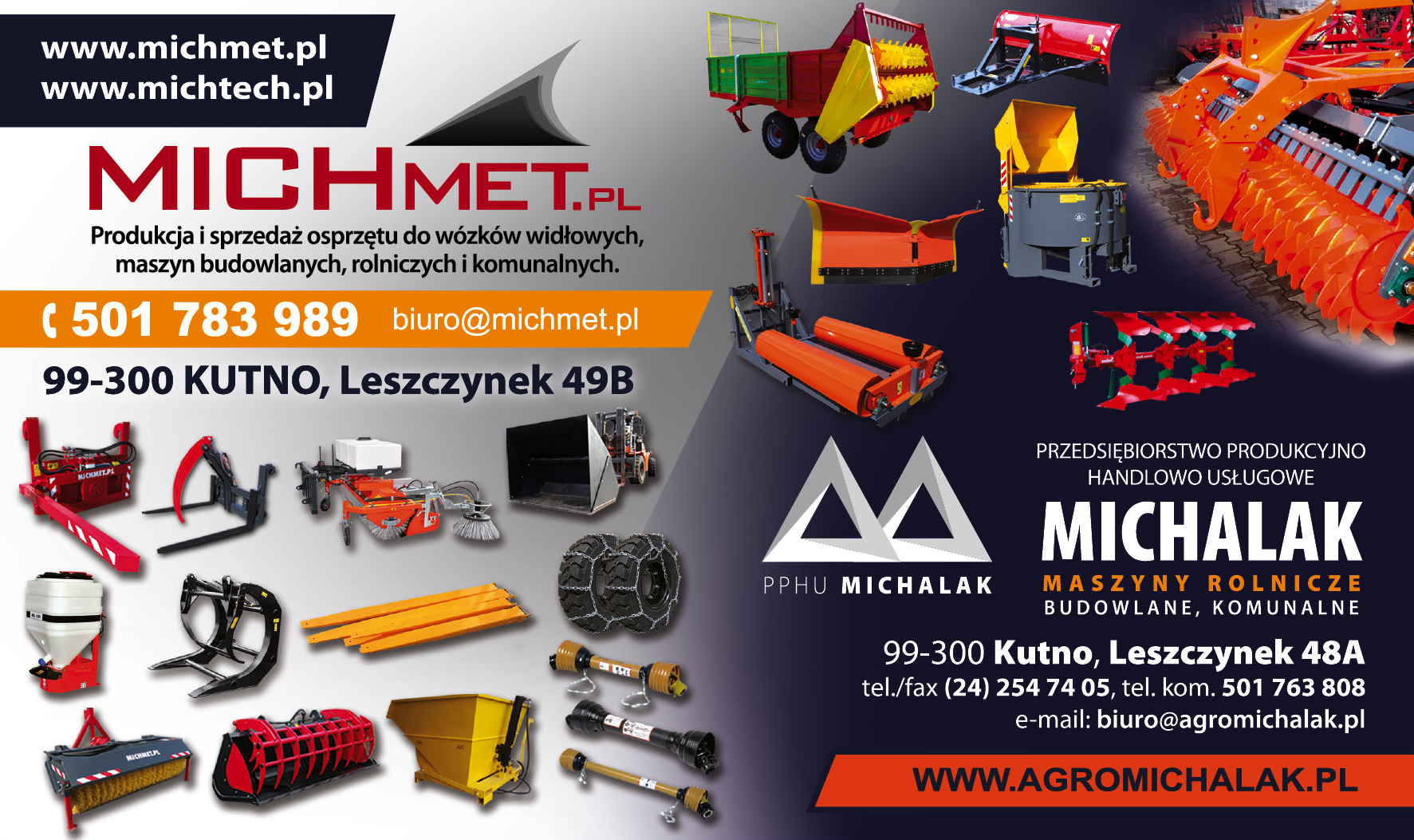 MICHMET.PL Kutno Produkcja i Sprzedaż Osprzętu | P.P.H.U. MICHALAK Maszyny Rolnicze, Budowlane