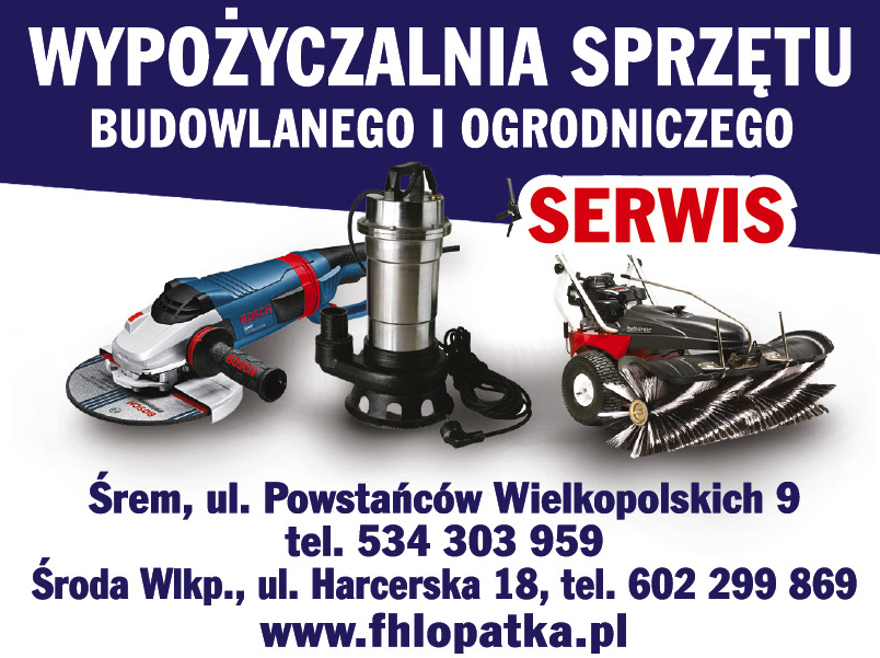WYPOŻYCZALNIA SPRZĘTU BUDOWLANEGO I OGRODNICZEGO Środa Wlkp. 