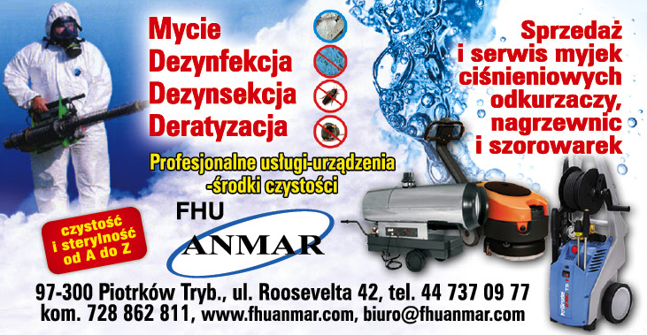 F.H.U. ANMAR Piotrków Trybunalski Mycie / Dezynfekcja / Dezynsekcja / Deratyzacja