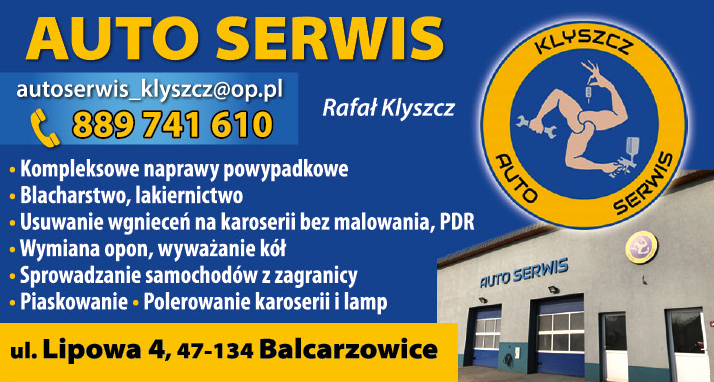 AUTO SERWIS Rafał Klyszcz Balcarzowice Kompleksowe Naprawy Powypadkowe / Blacharstwo / Lakiernictwo