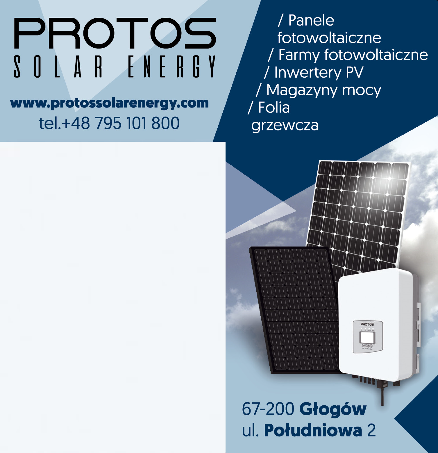 PROTOS SOLAR ENERGY Sp. z o.o. Głogów Panele Fotowoltaiczne / Farmy Fotowoltaiczne / Magazyny Mocy