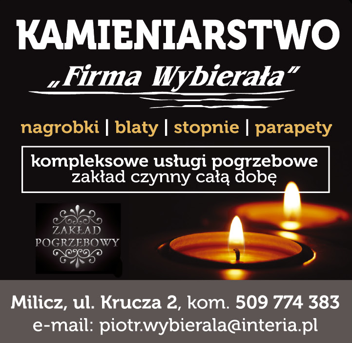 KAMIENIARSTWO "FIRMA WYBIERAŁA" Milicz Nagrobki / Blaty / Stopnie / Parapety 