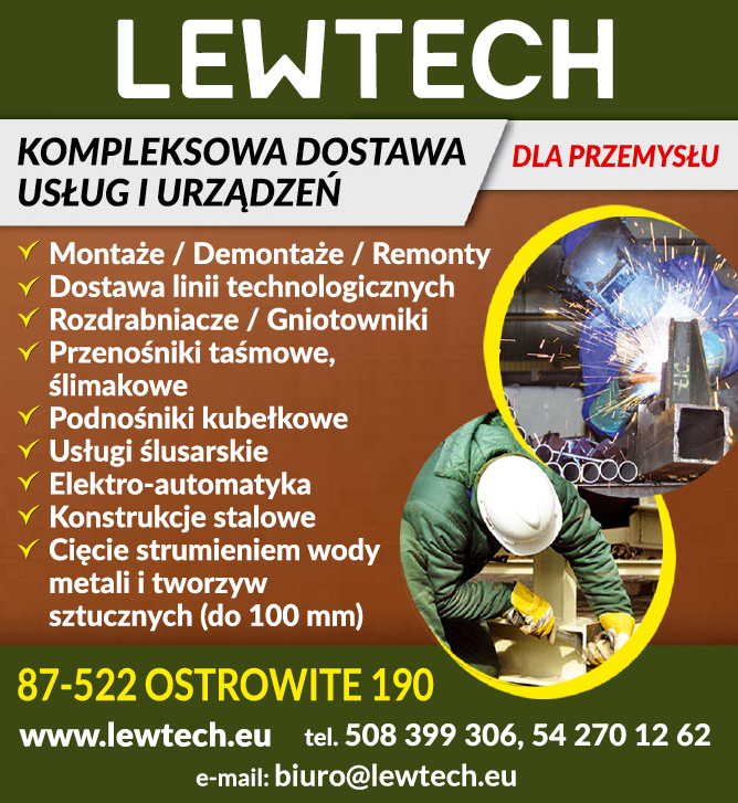 LEWTECH Ostrowite Kompleksowa Dostawa Usług i Urządzeń Dla Przemysłu 